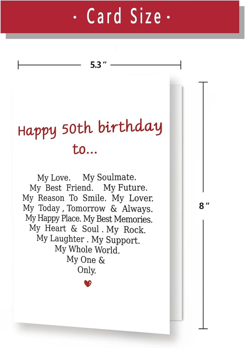50th Birthday Greeting Card for Couples, Funny & Romantic