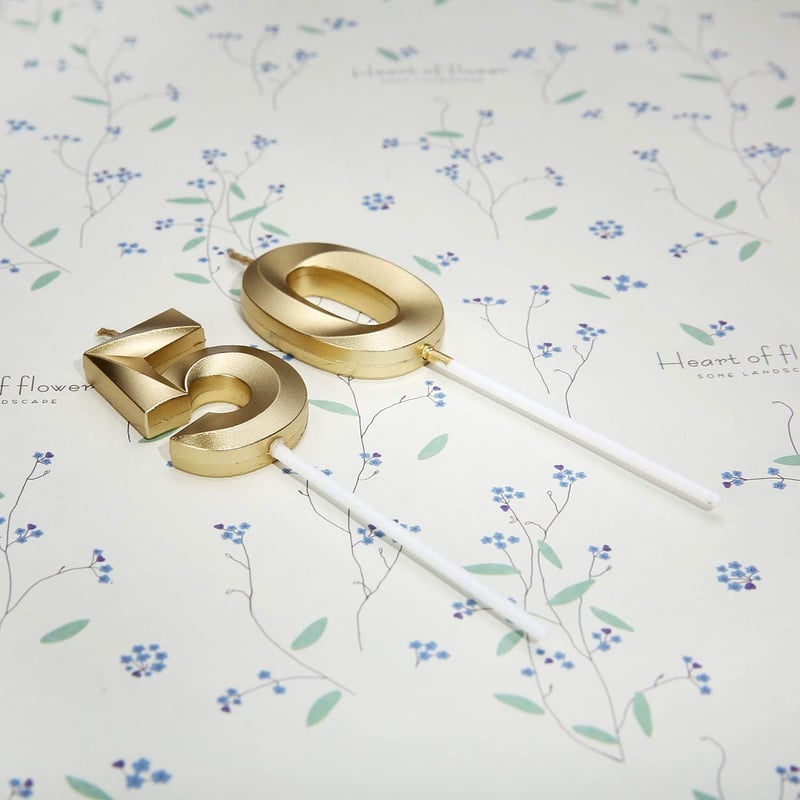 50th Birthday Cake Topper - Gold Number 50 Candle