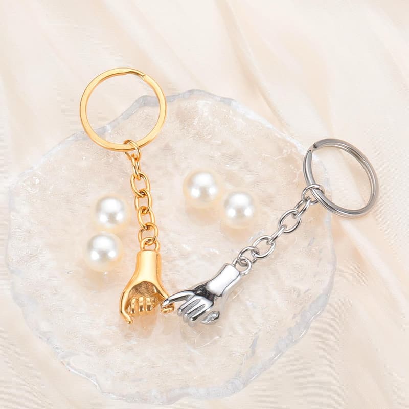 1st Anniversary Couples Keychains - Matching Steel Set