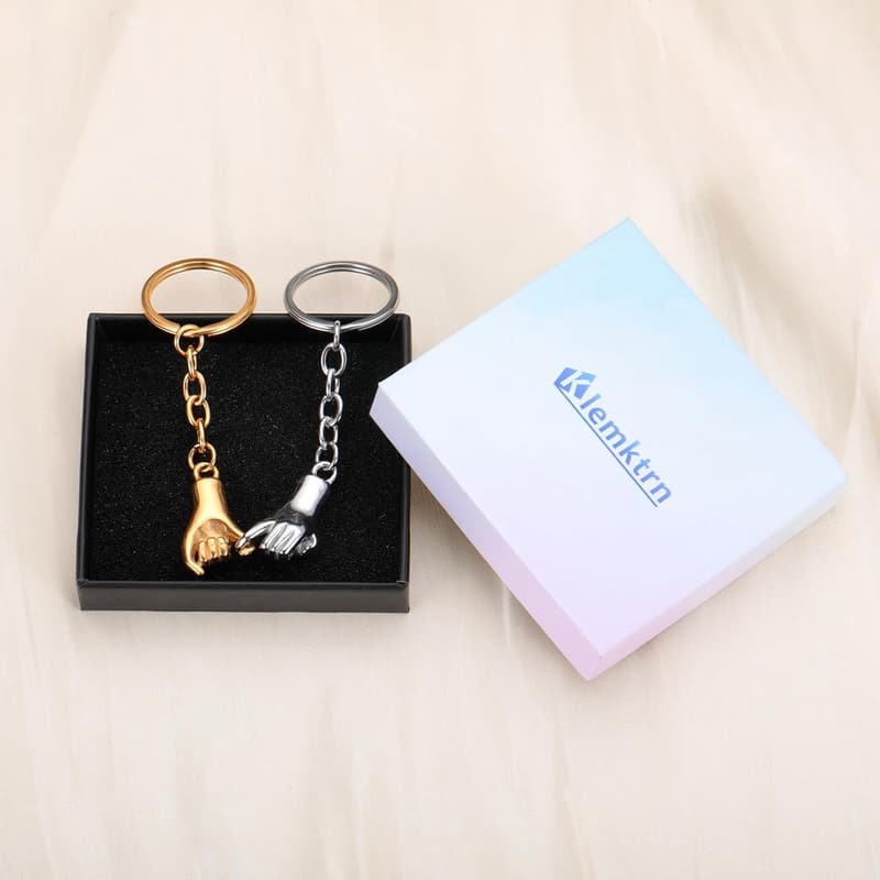 1st Anniversary Couples Keychains - Matching Steel Set