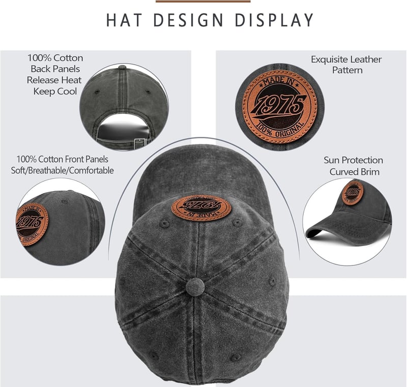 50th Birthday Vintage Baseball Cap for Men and Women