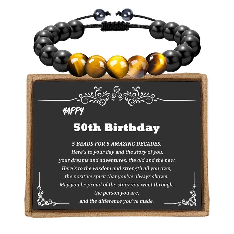 50th Birthday Adjustable Triple Protection Bracelet for Men