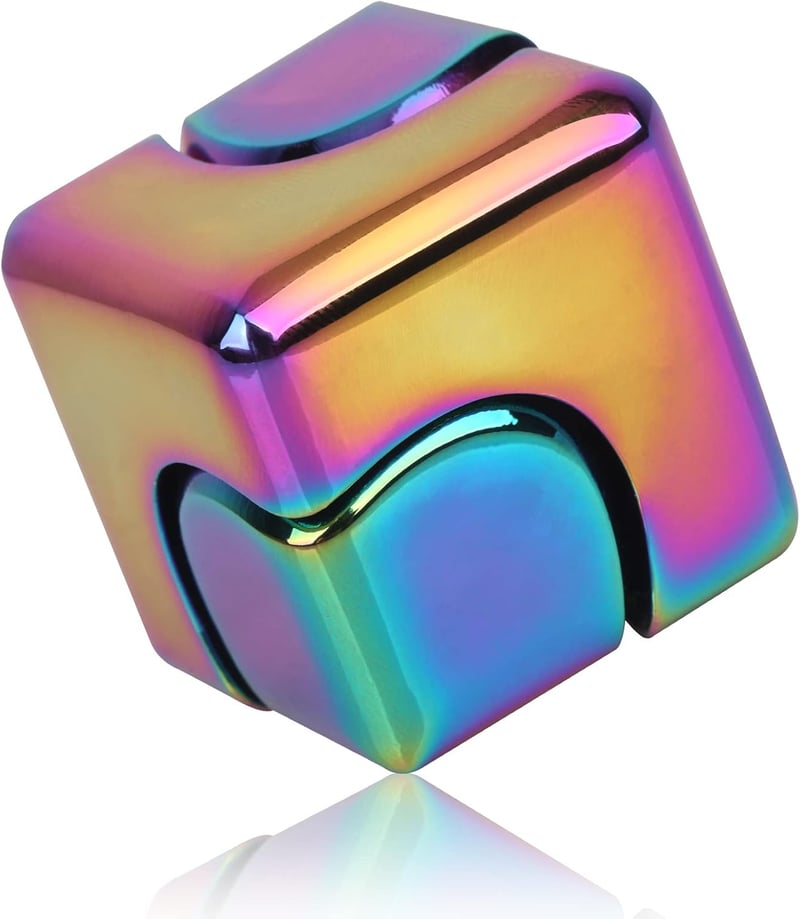 Anti-Anxiety Fidget Cube Spinner Toy - 4-in-1 Metallic for Kids & Adults