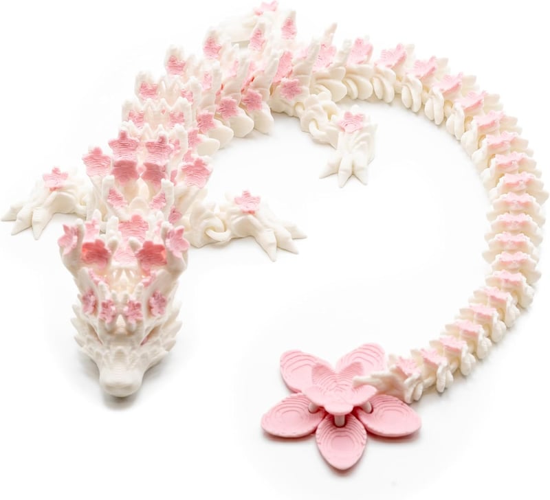 Cherry Blossom 3D Printed Dragon - Articulated Fidget Toy