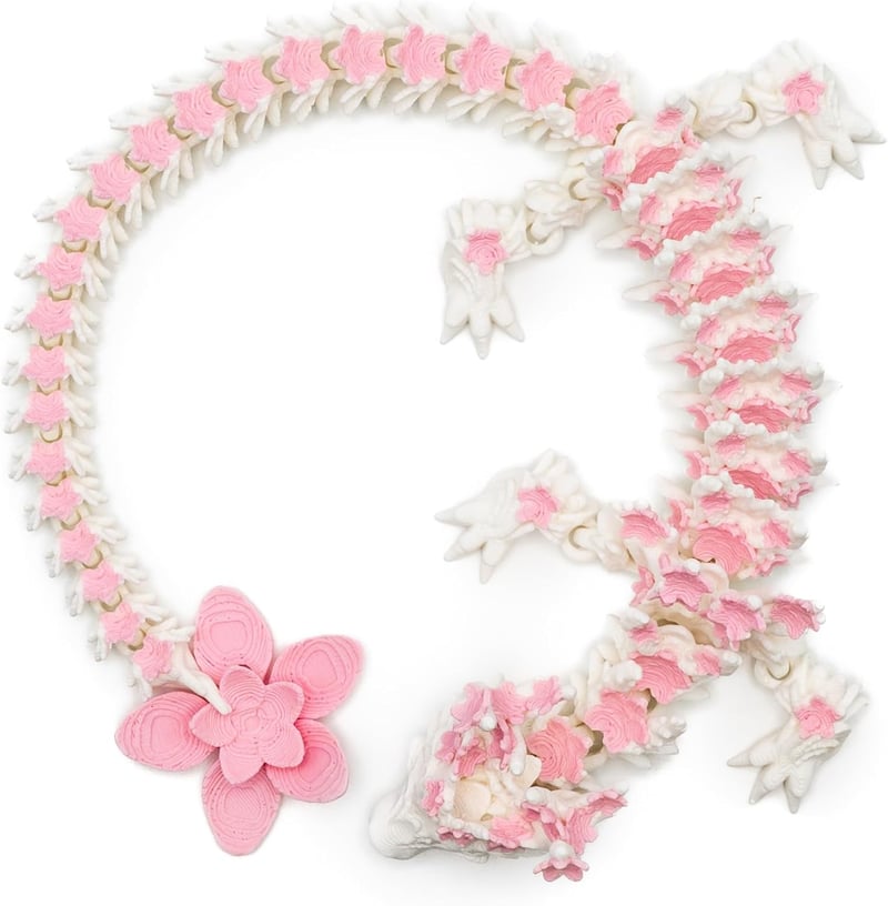 Cherry Blossom 3D Printed Dragon - Articulated Fidget Toy