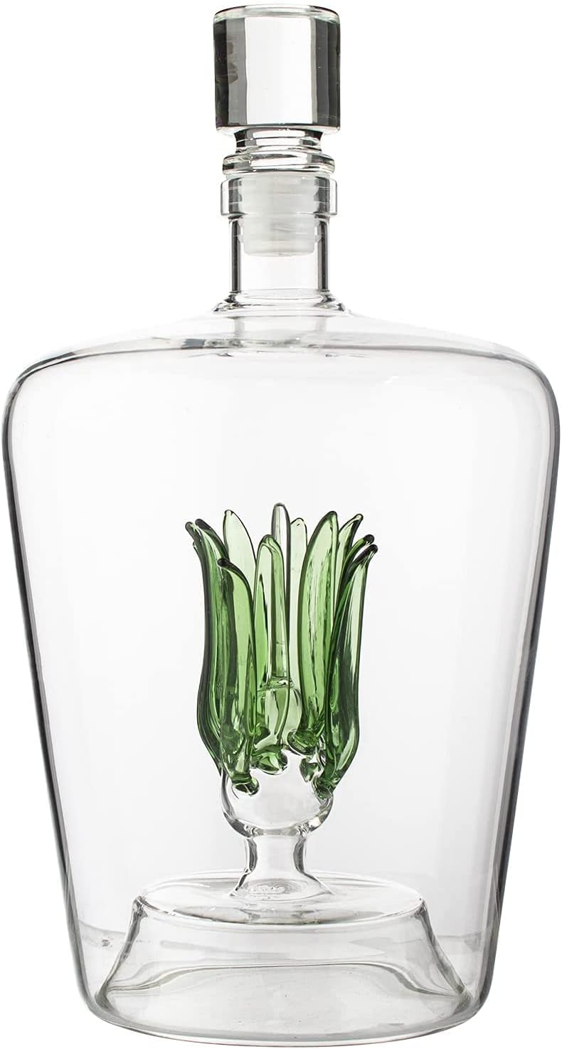Tequila Aloe Decanter - 750mL Glass Decor Gift for Him/Her