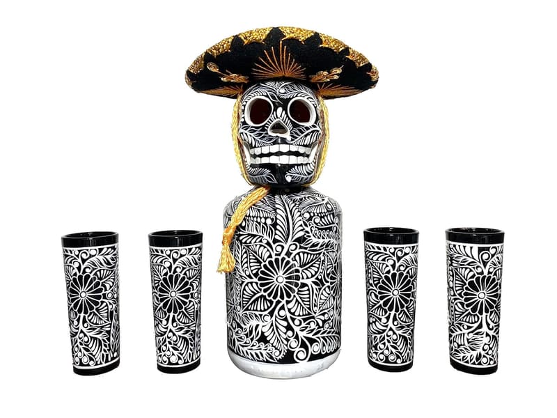 Hand-Painted Tequila Decanter Set with Shot Glasses