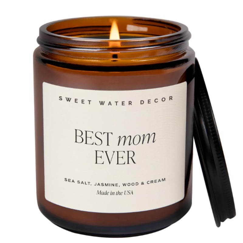 Mother's Day Soy Wax Candle - Sea Salt & Jasmine, 9oz Amber Jar