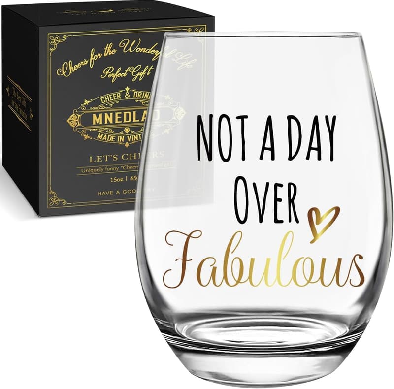 Funny Gold Foil Wine Glass, Perfect Birthday Gift for Her