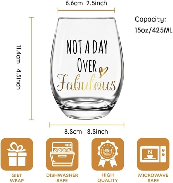 Funny Gold Foil Wine Glass, Perfect Birthday Gift for Her