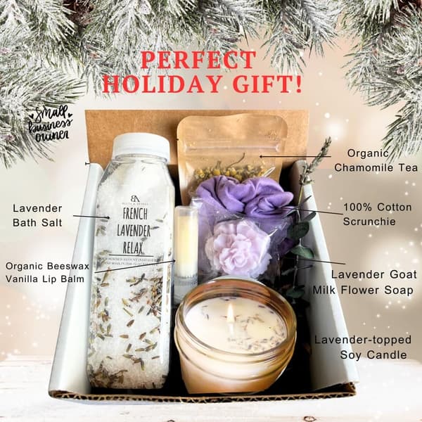 Lavender Spa Gift Basket for Women - Handmade Holiday Gift