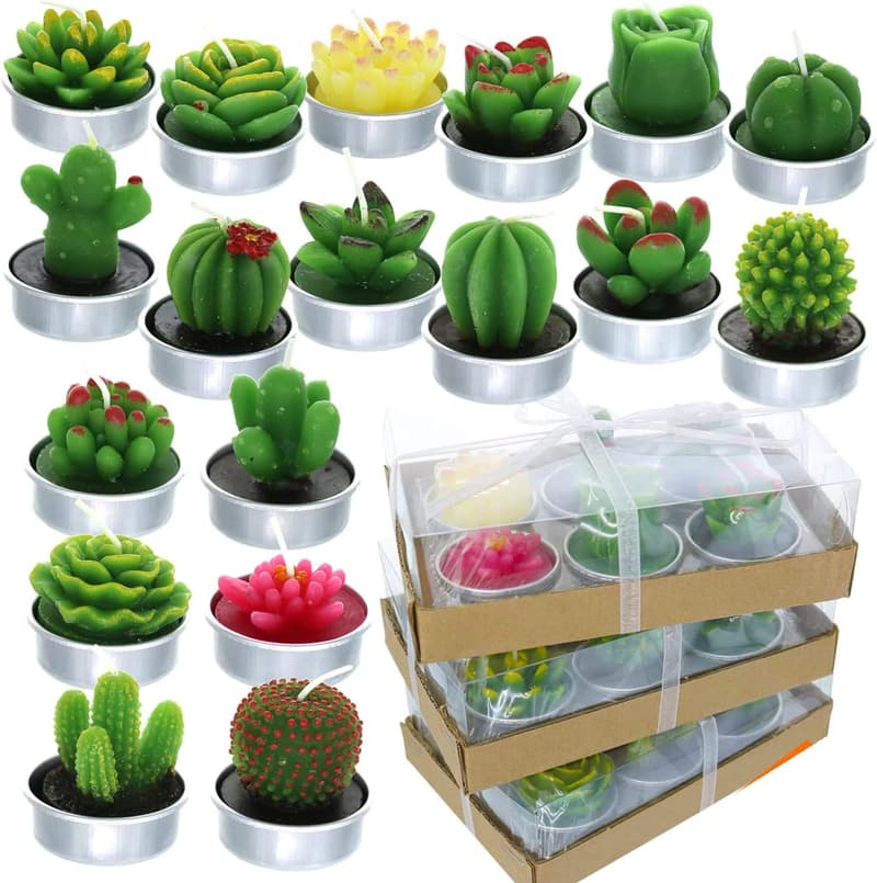 18 Pcs Decorative Smokeless Succulent Candles for Home & Events