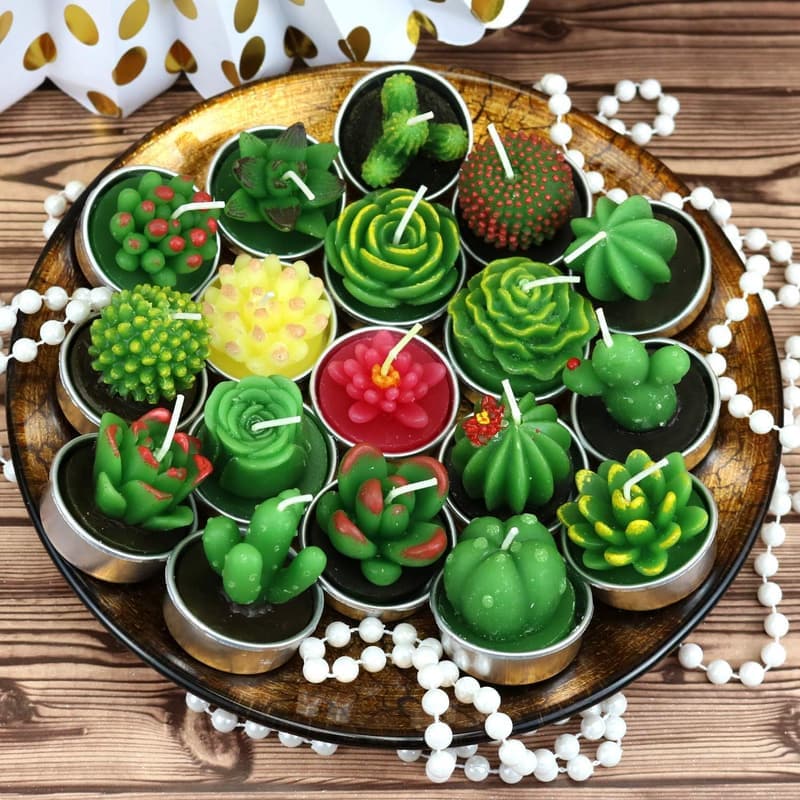 18 Pcs Decorative Smokeless Succulent Candles for Home & Events