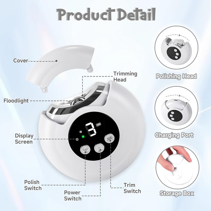 Electric Nail Clipper Kit - 3-Speed Electric Nail Care for Kids & Adults