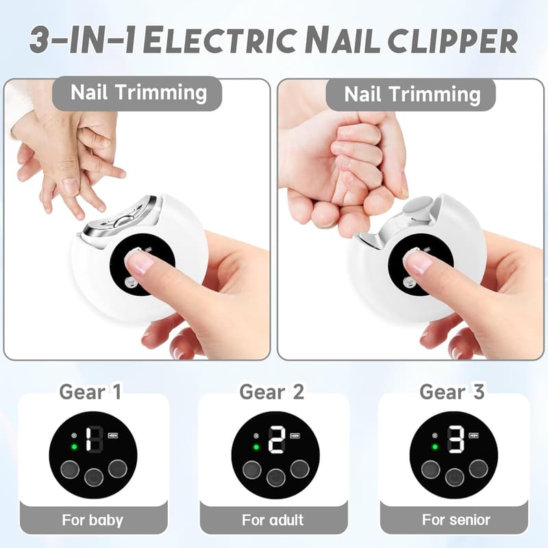 Electric Nail Clipper Kit - 3-Speed Electric Nail Care for Kids & Adults
