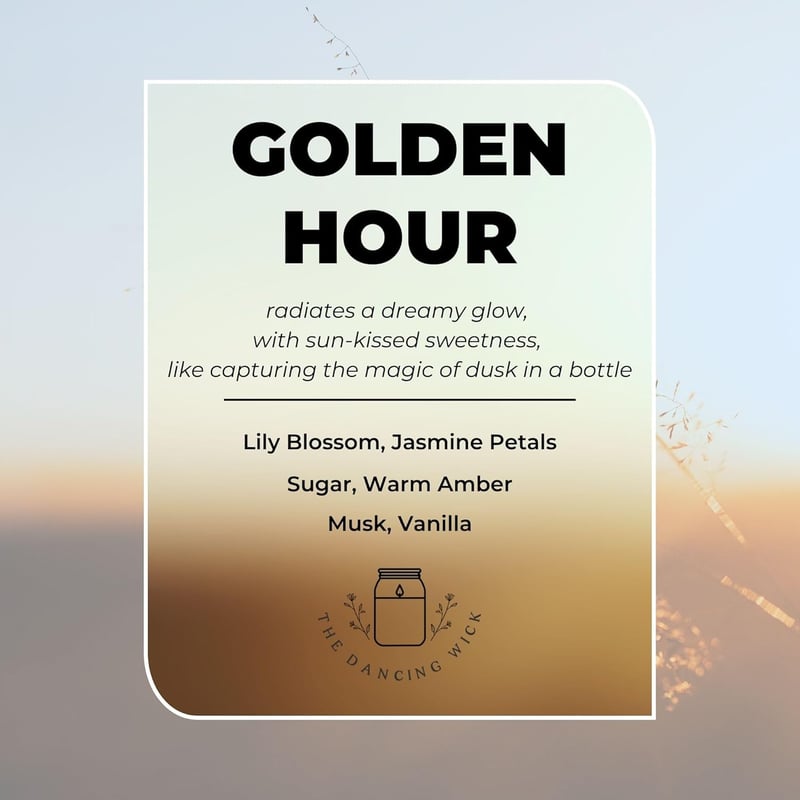 Golden Hour Candle – 8 oz Hand-Poured Soy Wax with Floral Amber Scent