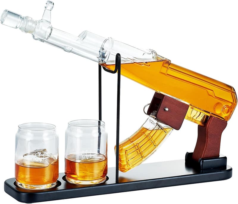 Whiskey Decanter Set with Gun Design for Dad's Birthday