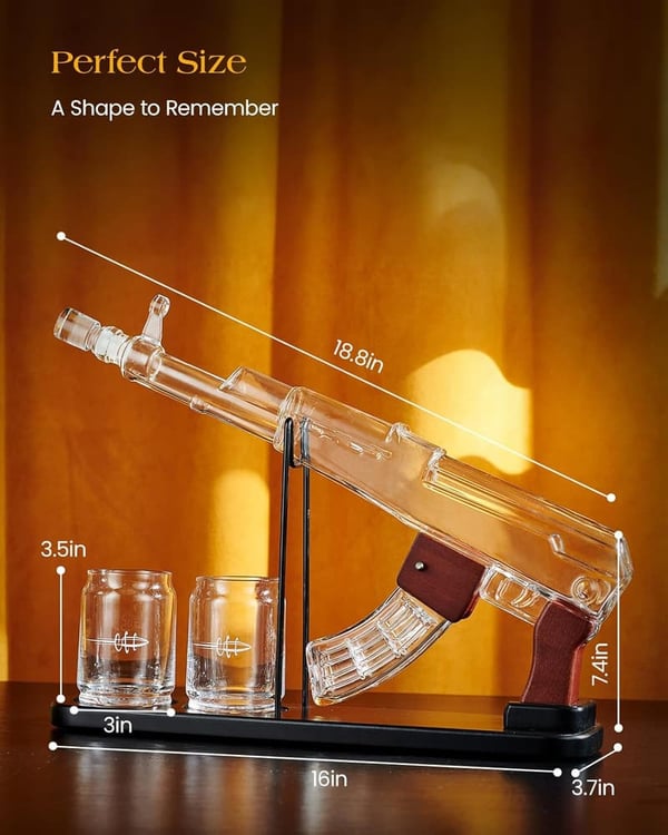 Whiskey Decanter Set with Gun Design for Dad's Birthday