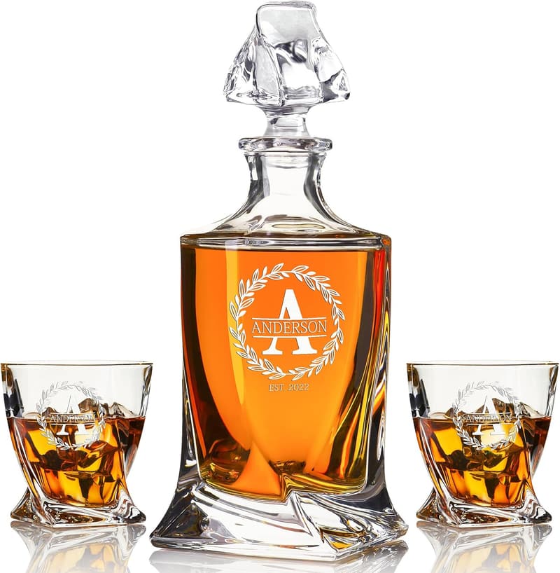 Customized Whiskey Decanter Set for Men - Engraved Gift for Birthdays