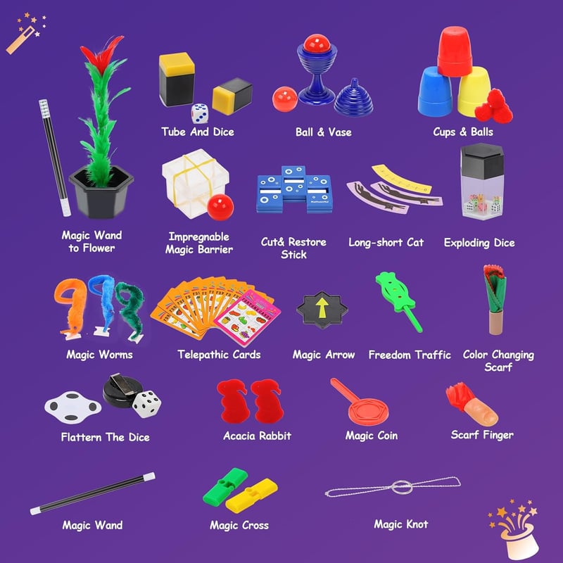 Magic Kit for Kids Ages 6-12 with 75+ Tricks