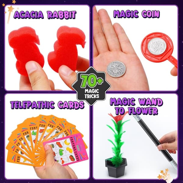 Magic Kit for Kids Ages 6-12 with 75+ Tricks