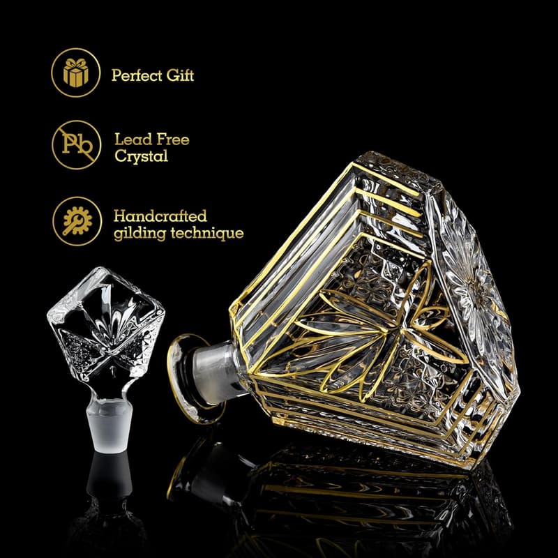 Gold Hand-Painted Decanter Set with 2 Glasses for Men
