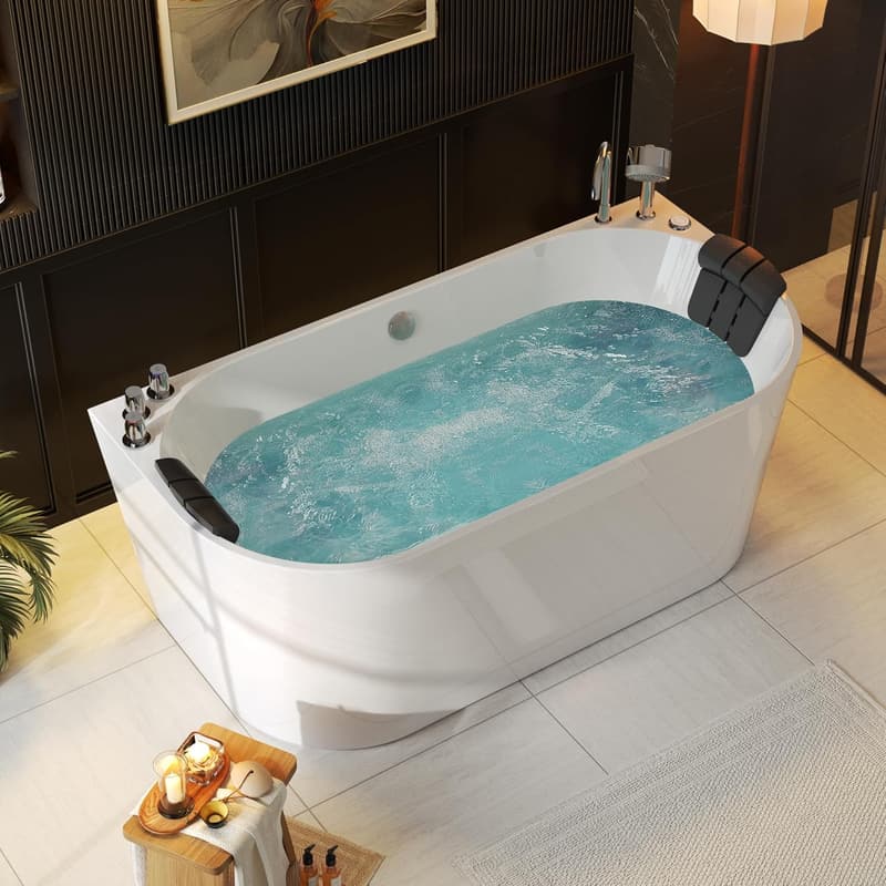 Freestanding Acrylic Whirlpool Bathtub with 8 Hydromassage Jets