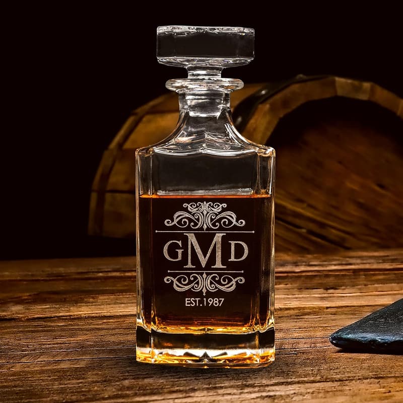 Personalized Whiskey Decanter Set – Engraved 750ml Gift for Men