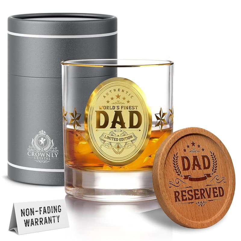 Personalized 10 oz Crystal Whiskey Glass for Dad