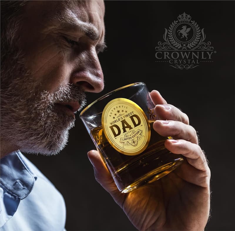 Personalized 10 oz Crystal Whiskey Glass for Dad