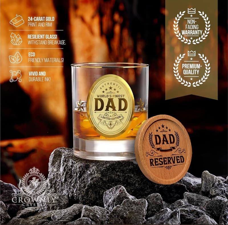 Personalized 10 oz Crystal Whiskey Glass for Dad