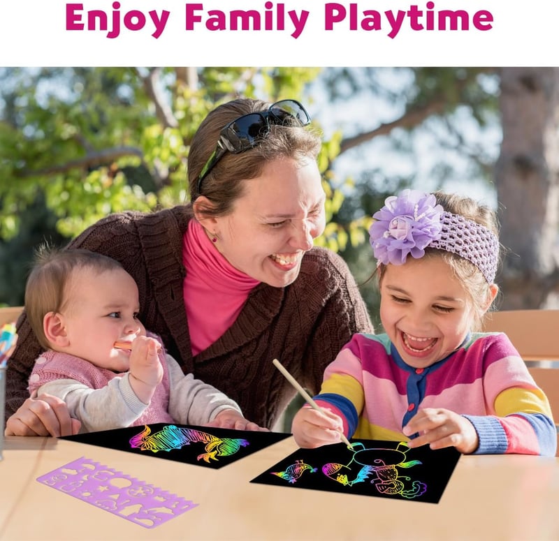 Rainbow Scratch Art Set for Kids, Ages 3-10 Birthday Gift