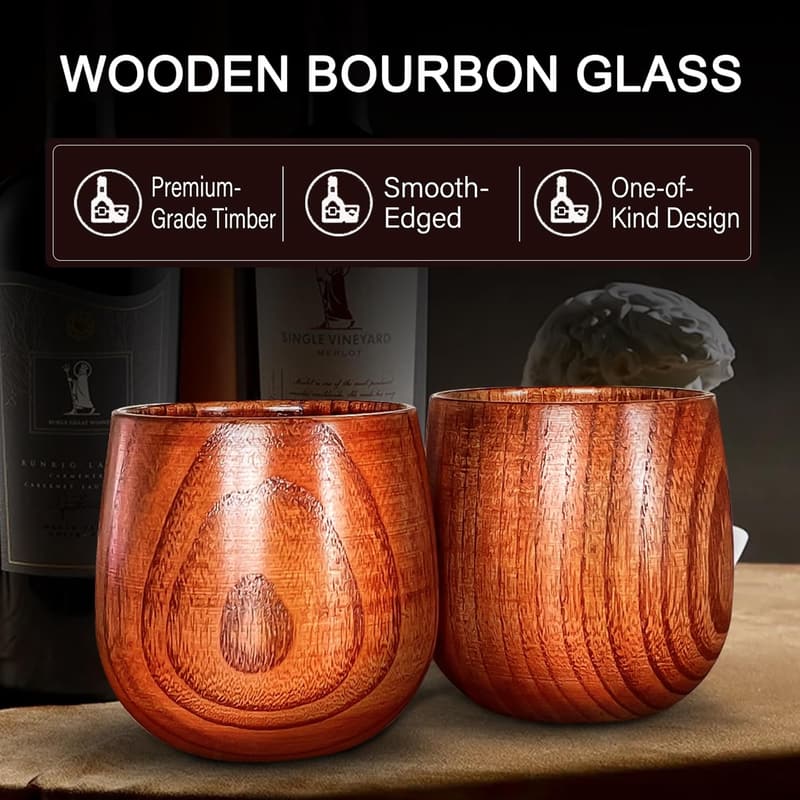 Personalized Wooden Bourbon Tumbler Set for Him