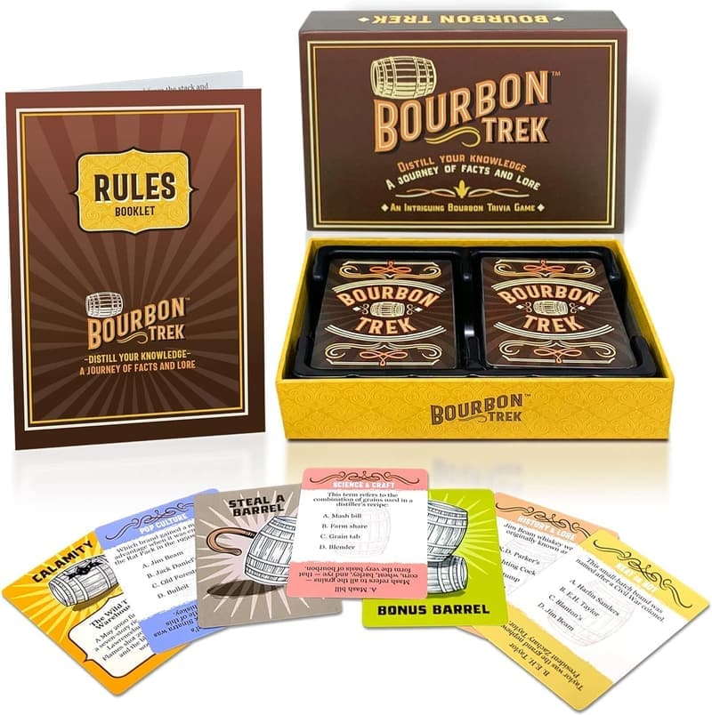 Whiskey Trivia Game for Men: Bourbon Trek Adventure