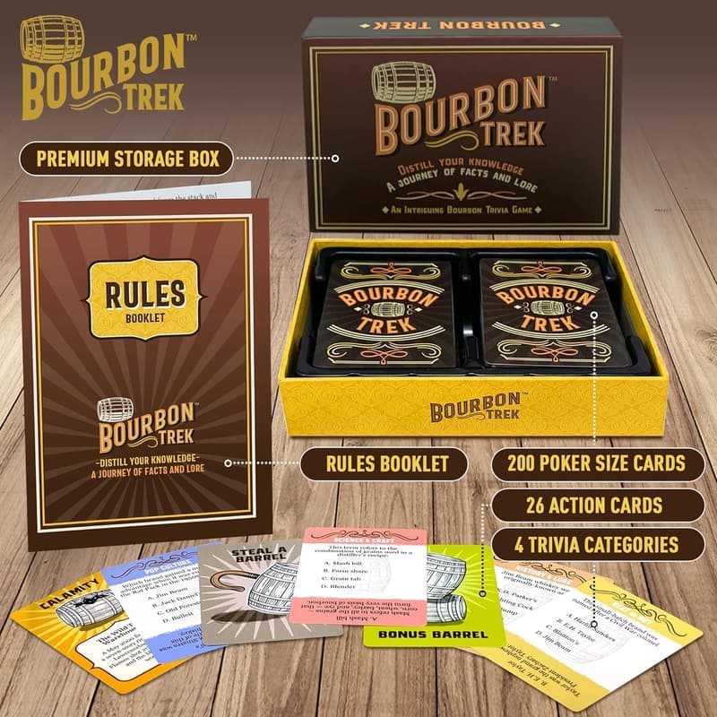 Whiskey Trivia Game for Men: Bourbon Trek Adventure