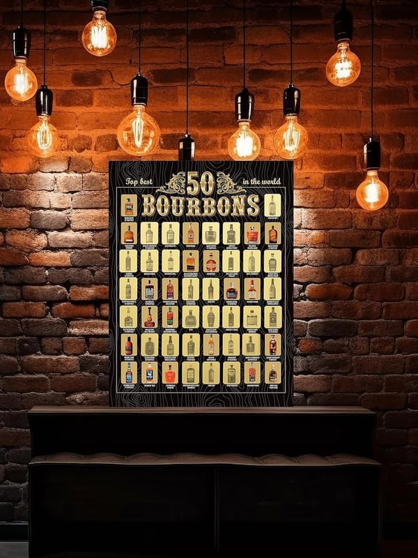 Bourbon Bucket List Scratch Off Poster for Whiskey Lovers