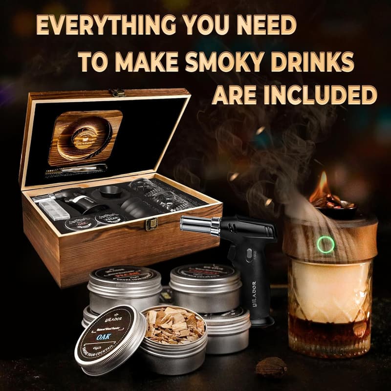 Father's Day Electric Whiskey Smoker Kit with Wooden Box