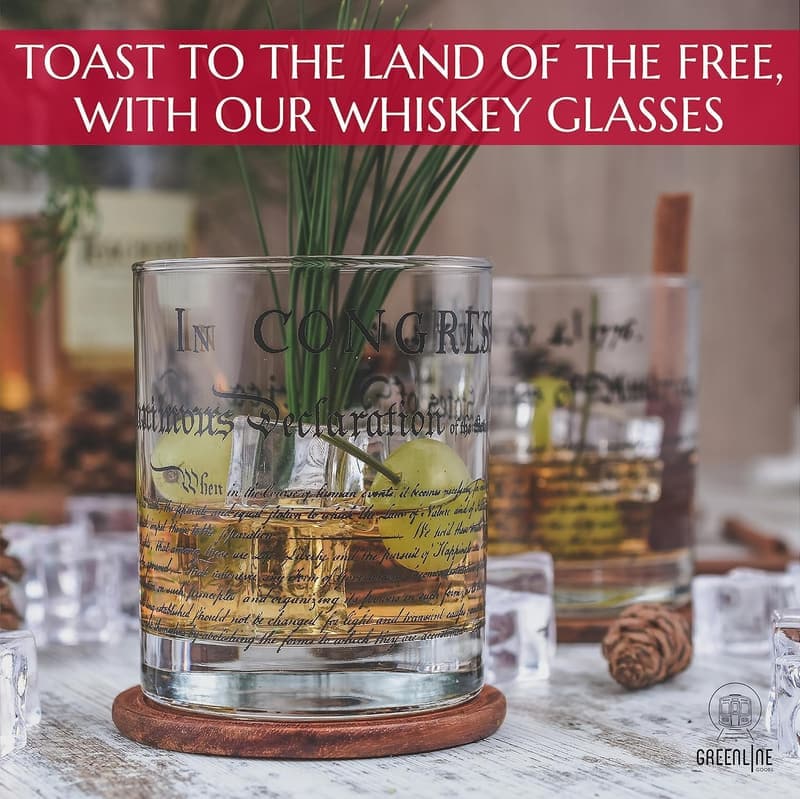 Patriotic Whiskey Glasses Set - 10 oz Tumblers (Set of 2)