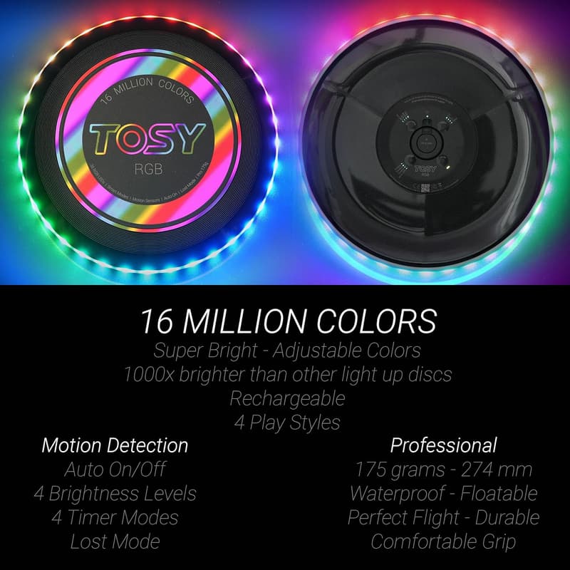 Rechargeable LED Frisbee with Smart Modes - Perfect for Birthdays & Camping