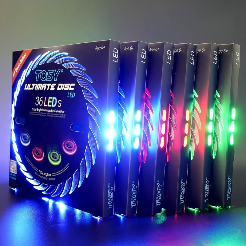 Rechargeable LED Flying Disc - Bright Smart Modes for Birthday