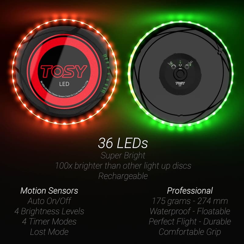 Rechargeable LED Flying Disc - Bright Smart Modes for Birthday
