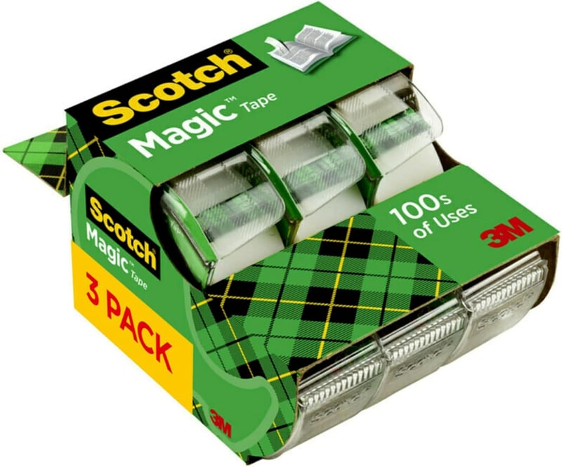 Scotch Magic Tape - 3 Dispenser Rolls, Invisible Clear Repair Tape