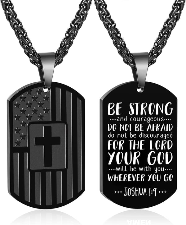 24-Inch Stainless Steel Dog Tag Cross Necklace for Men