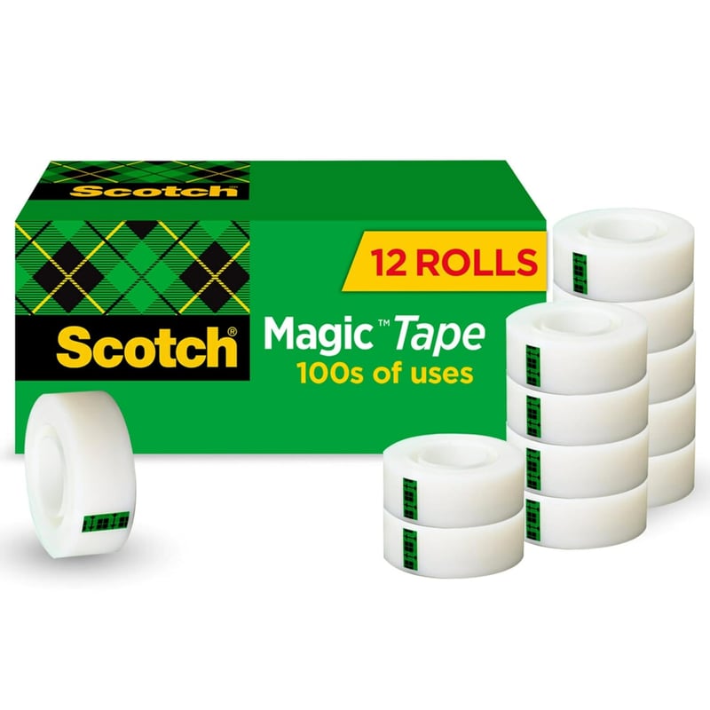 Scotch Magic Tape, 12 Extra Long Rolls for Gift Wrapping