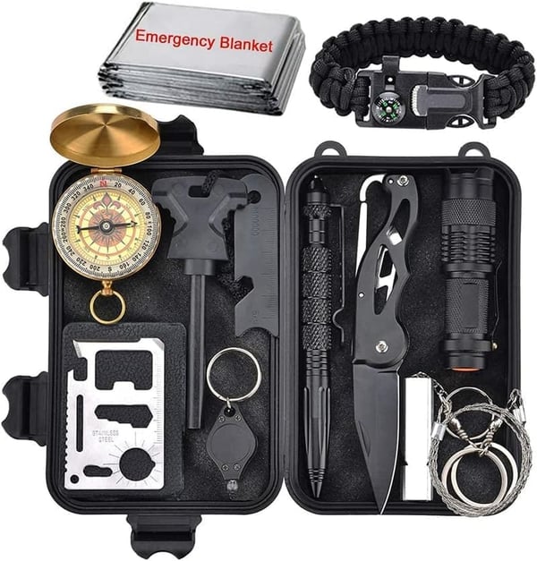 13-in-1 Emergency Survival Kit with Bracelet and Fire Starter
