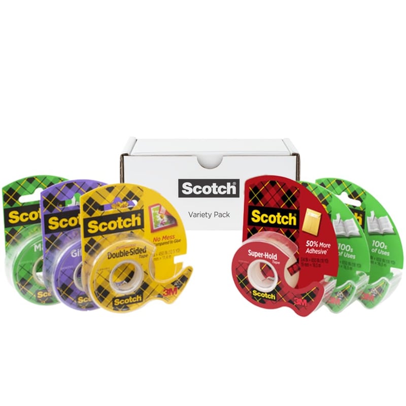 Assorted Scotch Tape Variety Pack - 6 Rolls of Magic & Double-Sided