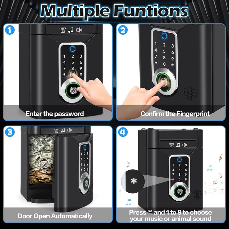 Electronic Fingerprint Piggy Bank for Kids - Birthday Gift