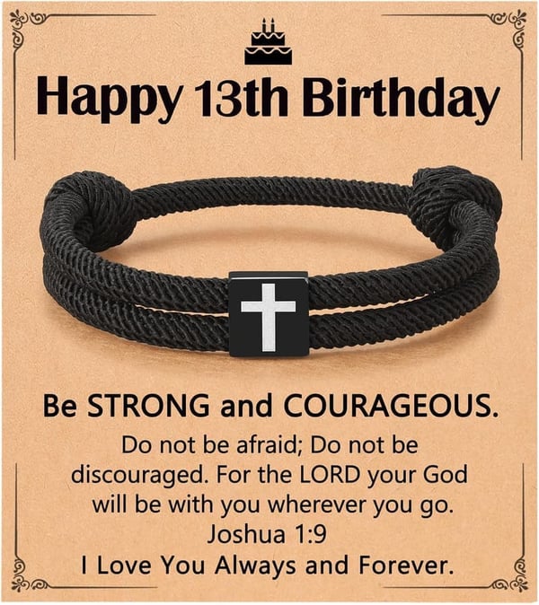 8-16th Birthday Cross Bracelet Gift for Him