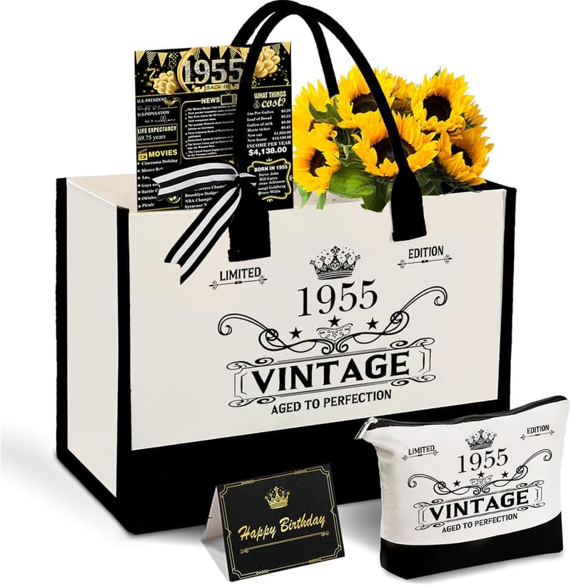 Personalized 70th Birthday Canvas Tote Bag for Women