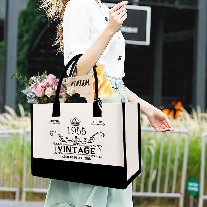 Personalized 70th Birthday Canvas Tote Bag for Women